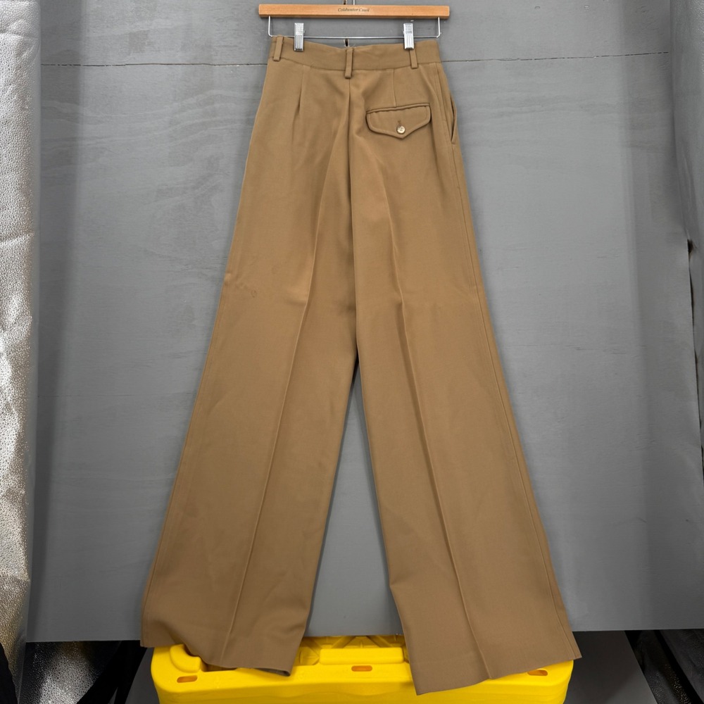 Vintage Ralph Lauren 80s Flared Trousers Tan Pleated Pants High Rise 8 - Picture 2 of 8